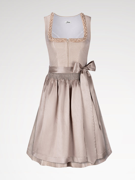 Damen Beige Gerader Ausschnitt Dirndl